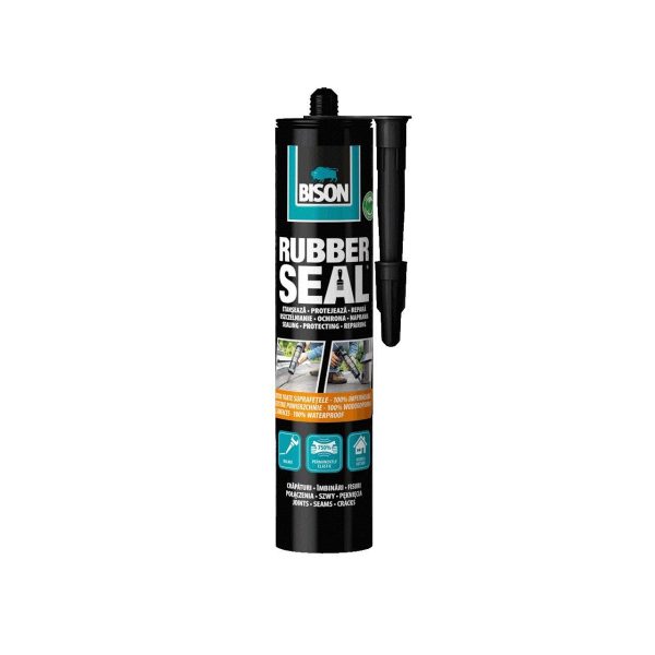 Hidroizolatie pe baza de cauciuc si polimer BISON Rubber Seal, Negru, 310 ml